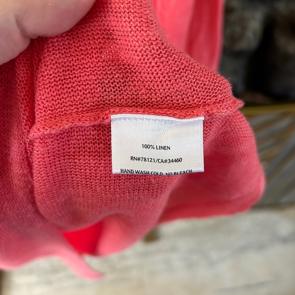EUC 100% Linen Eileen Fisher Pink Sweater, XL - Picture 3 of 4